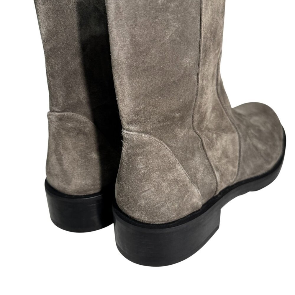 $595 Stuart Weitzman Bold Zip Bootie Charcoal Gray Suede Low Heel Size 9.5 US - Picture 5 of 8